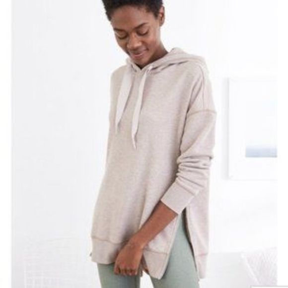 aerie Tops - Aerie Oversized Hoodie With Side Zipper Size Small in Taupe Tan